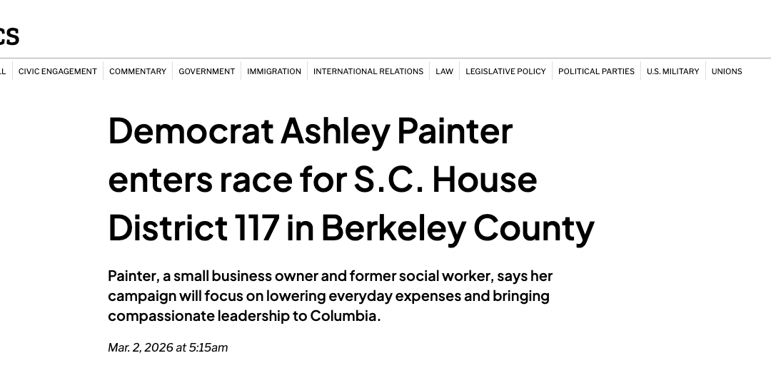 Democrat Ashley Painter enters race for S.C. House District 117 in Berkeley County